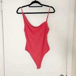 Outfitters UO ribbed coral pink drape neck line bodysuit M NWOT